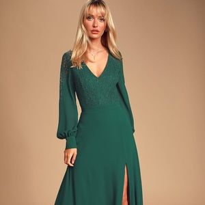 Lulus Astra Forest Green Dress.